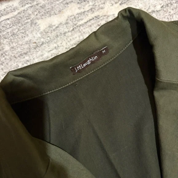 J.McLaughlin Nikita olive green wrap belted utility midi dress size M - Picture 8 of 12